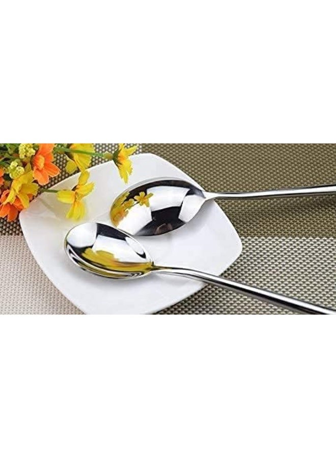 Stainless Steel Spoon,Stainless Steel Round handle Bar Spoons Silver Set of 4 - Image 4